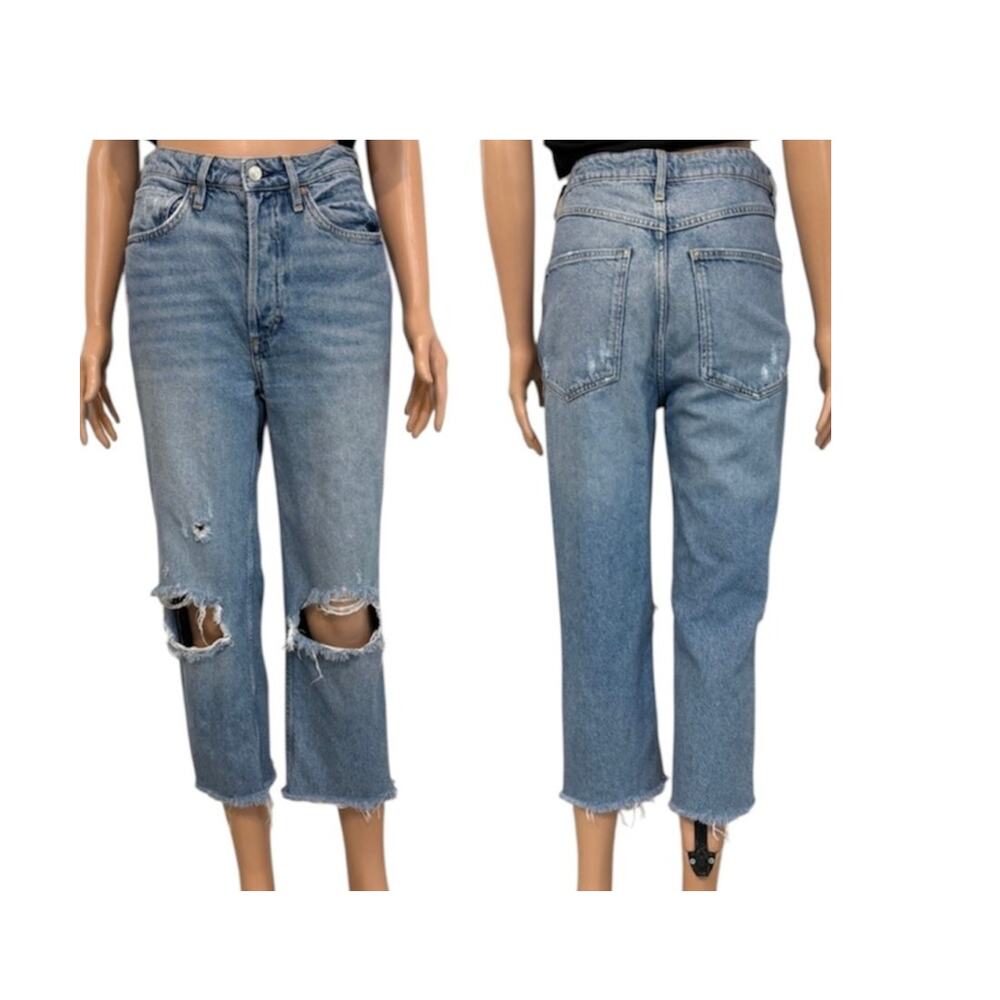 We the Free People 27 tapered cropped distressed button fly jean J2 2728